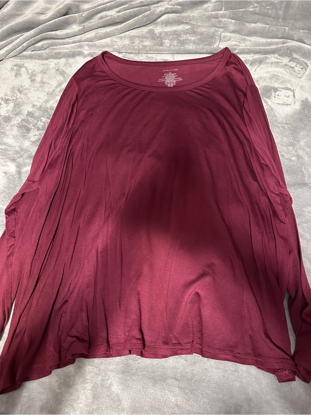 Maurices Long Sleeve Scoop Neck Top - Burgundy Wine